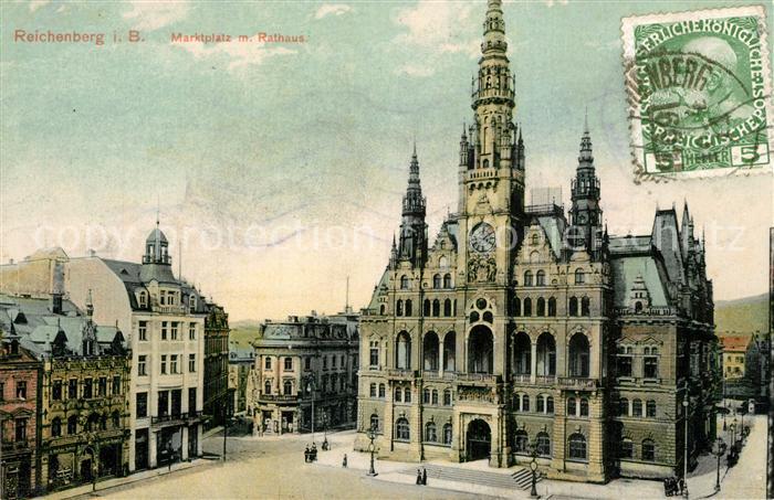Reichenberg Liberec Boehmen Marktplatz mit Rathaus