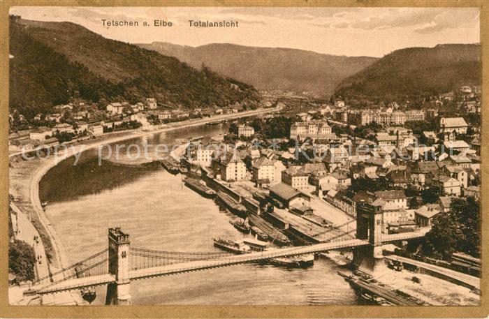 Tetschen-Bodenbach Boehmen Panorama Elbe Bruecke Berge