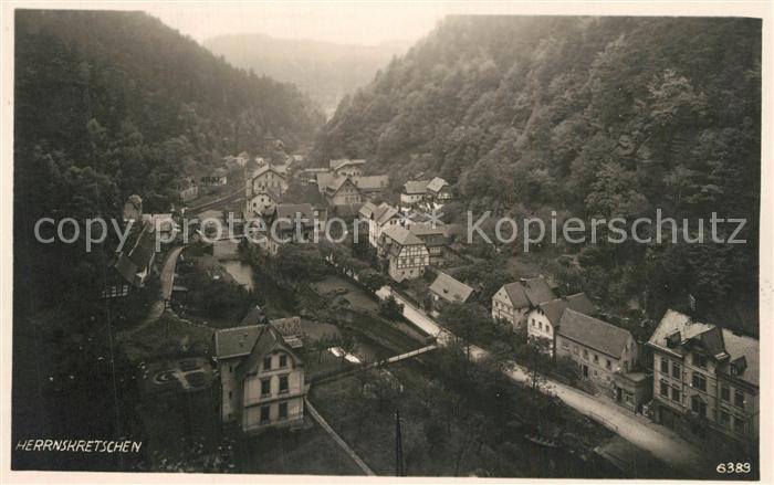 Herrnskretschen Boehmen Blick ins Tal
