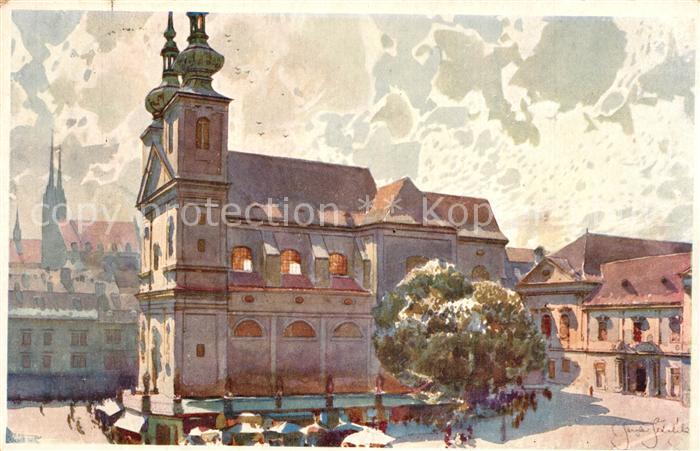 Bruenn Brno Dominikanerplatz Kirche Kuenstlerkarte Feldpost