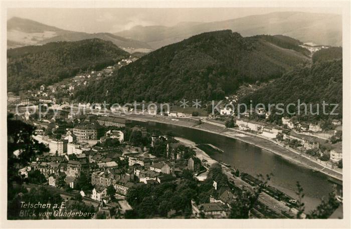 Tetschen-Bodenbach Boehmen Panorama Blick vom Quaderberg