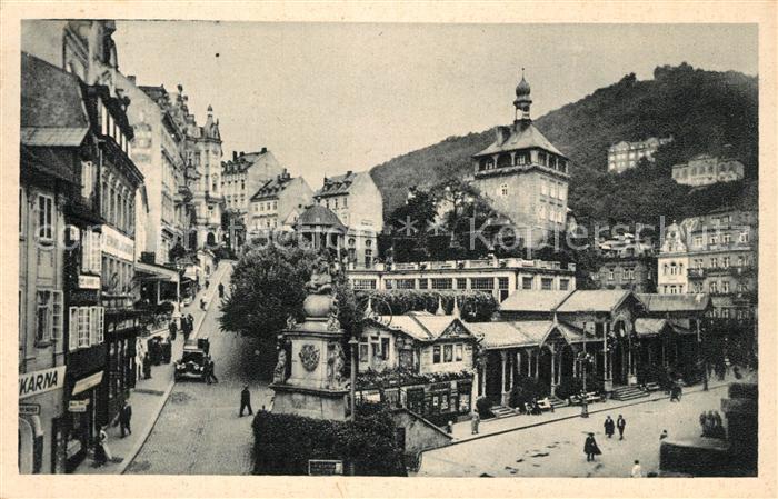 Karlsbad Eger Marktbrunnen mit Stadtturm