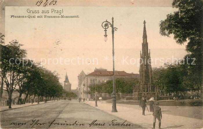 Prag Prahy Prague Franzensquai mit Franzensmonument