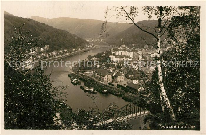 Tetschen-Bodenbach Boehmen Panorama Elbtal
