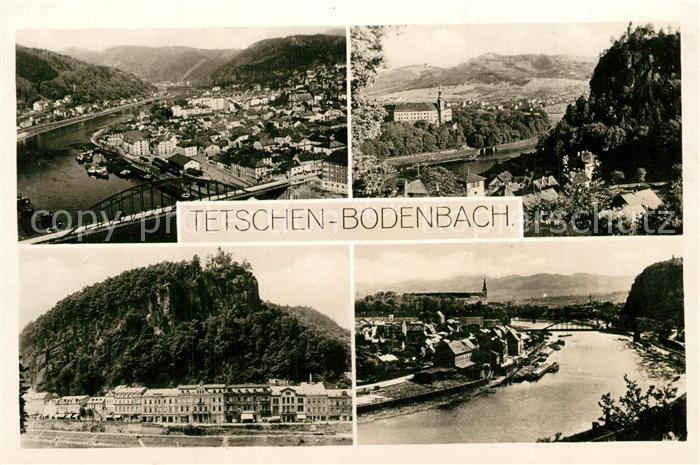 Tetschen-Bodenbach Boehmen Teilansichten Panorama Elbtal