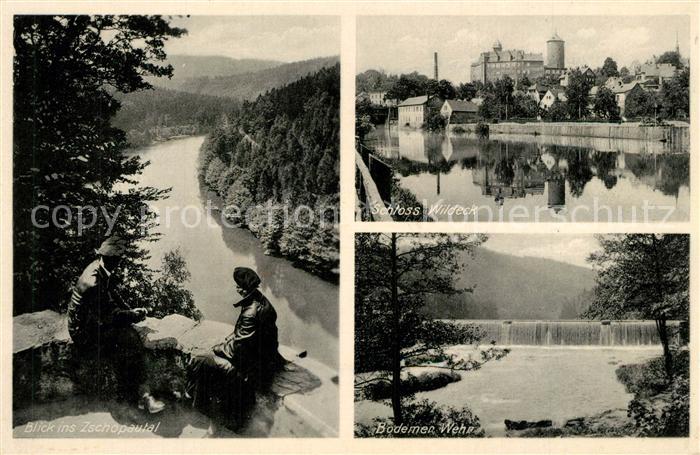 Zschopau Panorama Blick ins Zschopautal Schloss Wildeck Bodemer Wehr