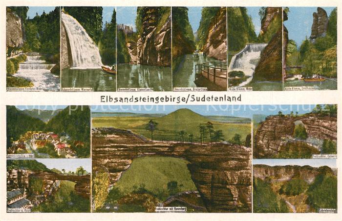 Sudetenland Region Landschaftspanorama Elbsandsteingebirge Felsformationen Wasse