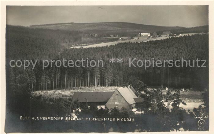 Hermsdorf Erzgebirge Panorama Blick auf Fischerhaus Moldau