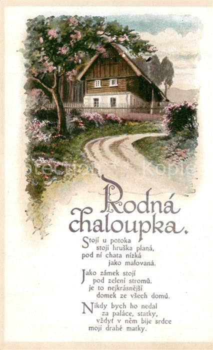 Rodna chaloupka Stoji u potoka... Gedicht Kuenstlerkarte