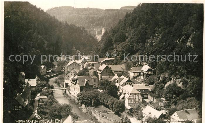 Herrnskretschen Boehmen Blick ins Tal