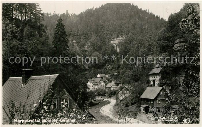Herrnskretschen Boehmen Teilansicht mit Hotel Guenther