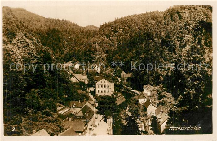 Herrnskretschen Boehmen Blick ins Tal