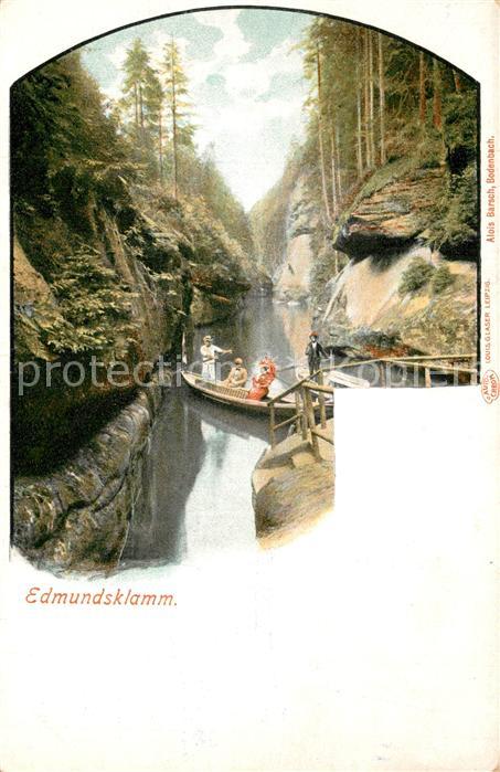 Herrnskretschen Boehmen Bootsstation Edmundsklamm Elbsandsteingebirge
