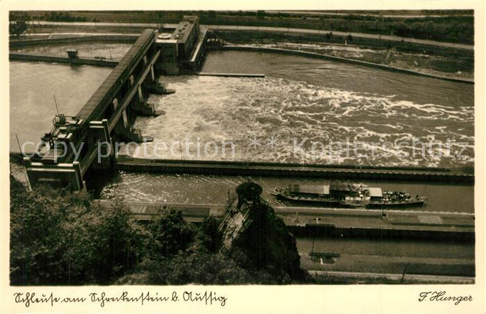 Aussig Tschechien Elbe Schleuse am Schreckenstein