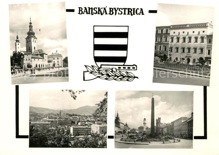 Banska Bystrica Teilansichten Kirche Stadtpanorama Denkmal Wappen