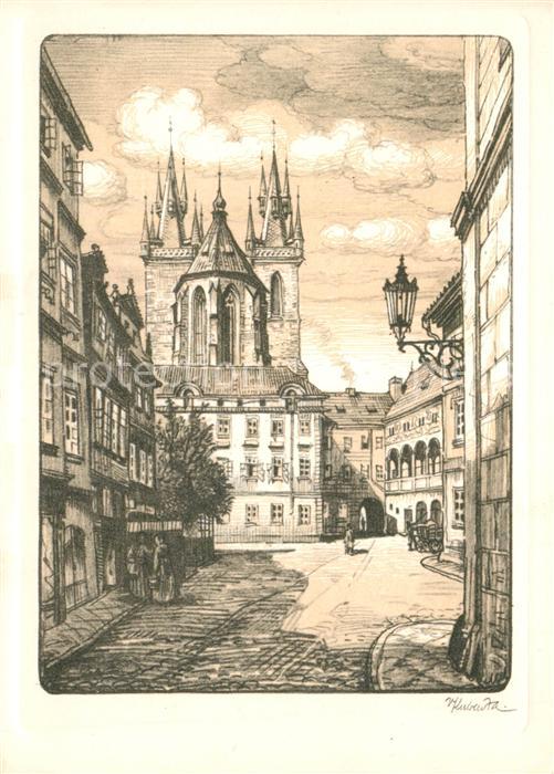 Praha Prahy Prague Altstadt Kirche Kubasta Kuenstlerkarte Nr. 11