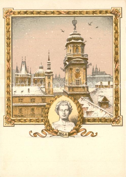 Praha Prahy Prague Klementinum na Starem Meste Mozart Litografie V. Kubasty Kuen