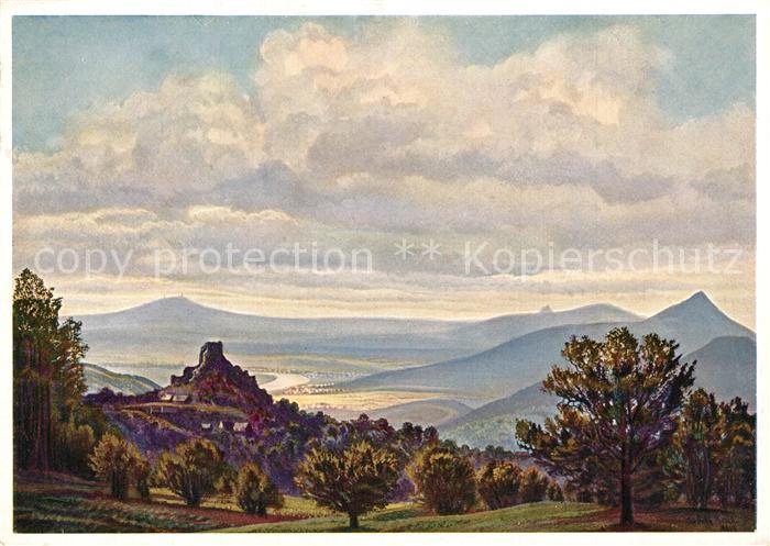 Kamyk Panorama Blick vom Eisberg gegen Ruine Kamaik Serie Das Schoene Elbtal Hir
