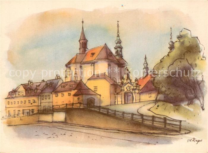 Praha Prahy Prague Strahovsky klaster Strahov Kloster Ringes Kuenstlerkarte