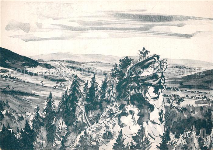 Tschechien Region Landschaftspanorama A. Kracik Kuenstlerkarte