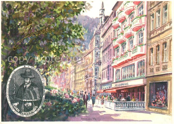 Karlovy Vary Hotel Restaurant Jan Jessenius Portrait Kuenstlerkarte