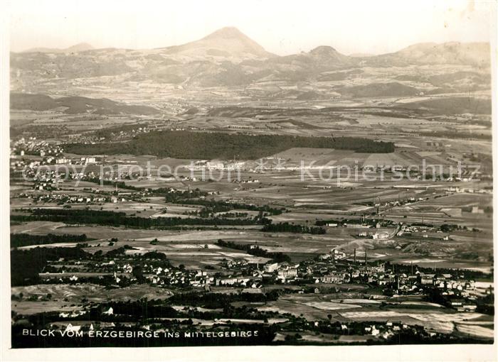 Komari Vizka Panorama Blick vom Erzgebirge ins Mittelgebirge