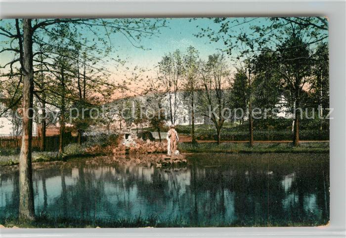 Truebau Maehren Tschechien Partie im Park Teich Stempel ueberprueft Feldpost