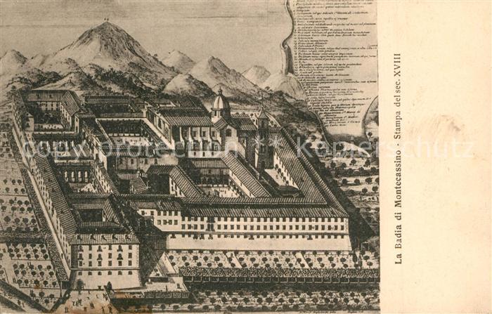 Montecassino Badia Stampa del Secolo XVIII