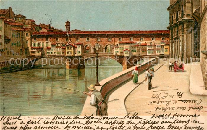 Firenze Florenz Ponte Vecchio Litho
