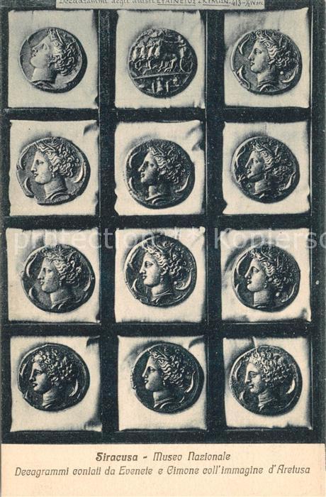 Siracusa Museo Nazionale Decagrammi Evenete Cimone Aretusa