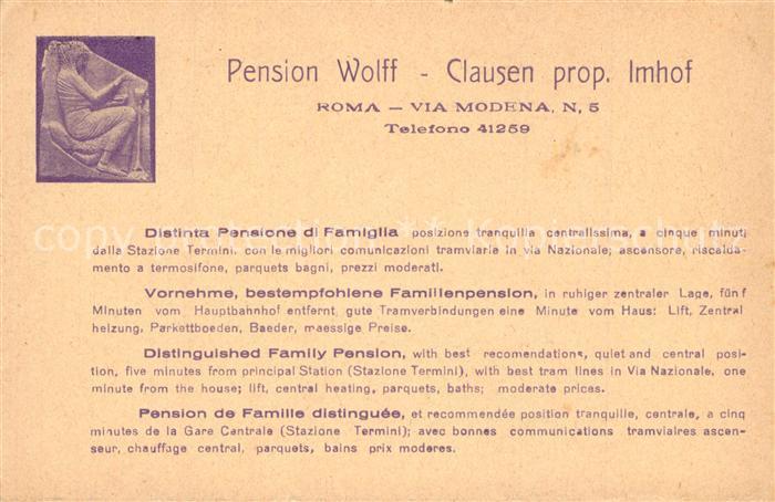 Roma Rom Pension Wolff Clausen Prop. Imhof