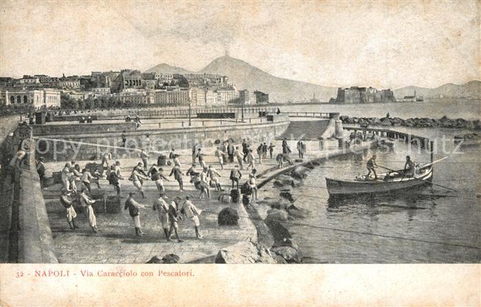 Napoli Neapel Via Caracciolo con Pescatori