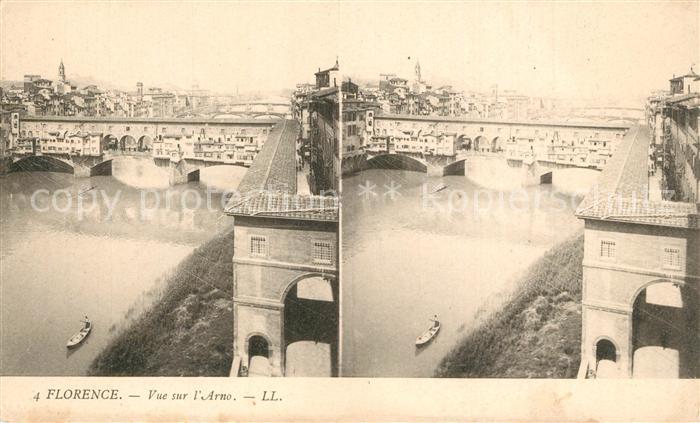 Firenze Florenz Stereoscopkarte Arno