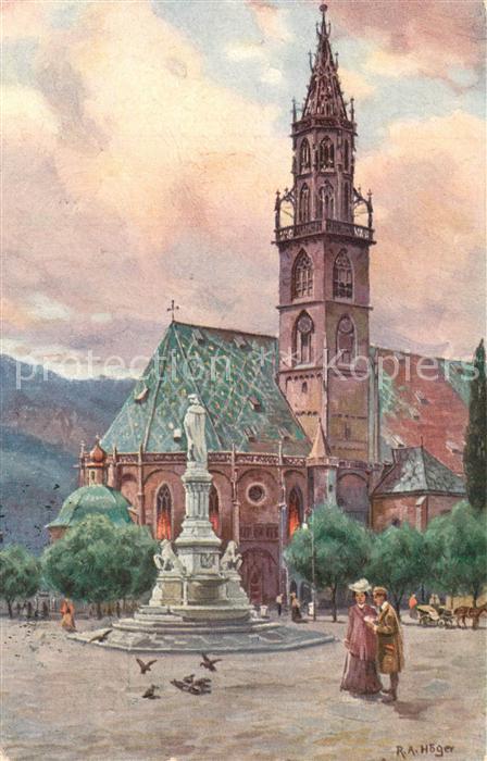 Bozen S?dtirol Pfarrkirche K?nstlerkarte R. A. H?ger