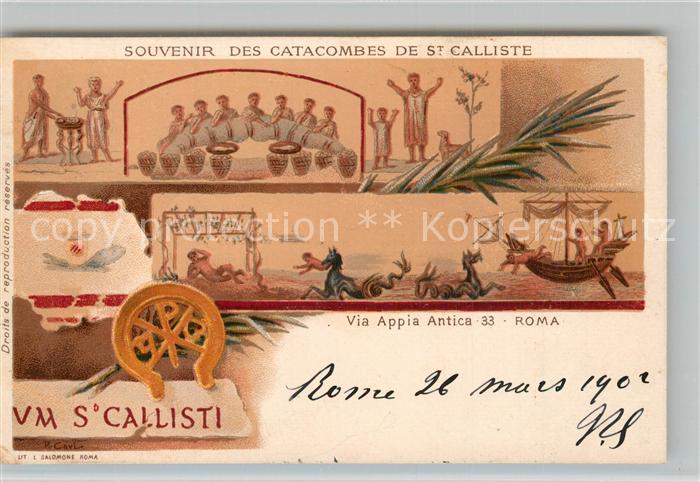 Roma Rom Catacombe di San Callisto Via Appia Antica Litho