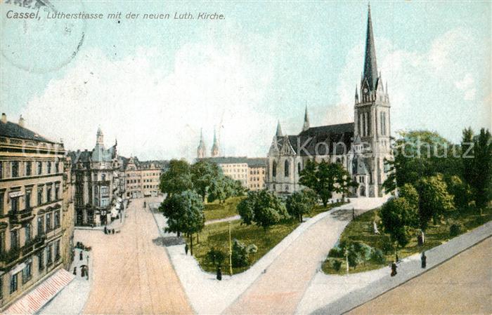 Cassel Kassel Lutherstrasse mit neuer Luther Kirche