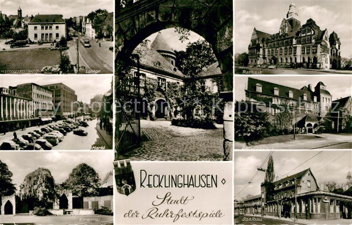 Recklinghausen Westfalen Lohtor Markt Ehrenmal Rathaus Engelsburg Berufsschule S