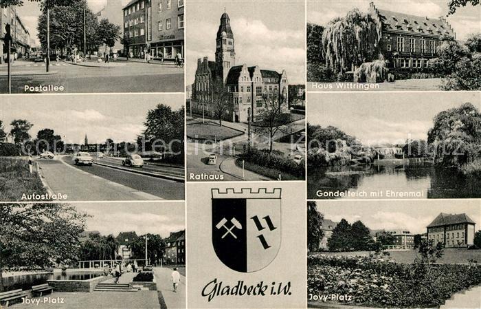 Gladbeck Postallee Autostrasse Jovy Platz Rathaus Haus Wittringen Gondelteich Eh