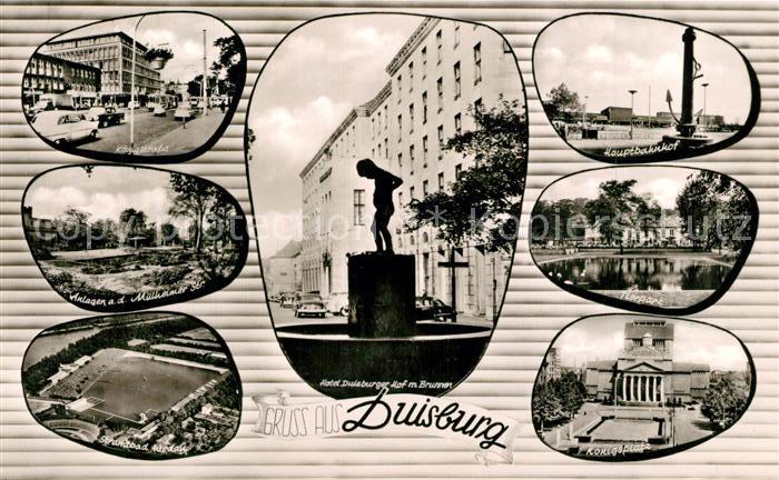 Duisburg Ruhr Muelheimer Strasse Strandbad Hotel Duisburger Hof mit Brunnen Haup