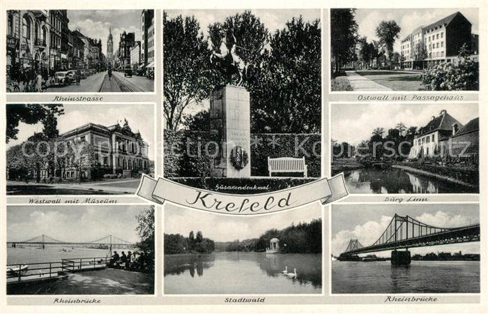 Krefeld Rheinstr Westwall Museum Rheinbruecke Stadtwald Ostwall mit Passagehaus
