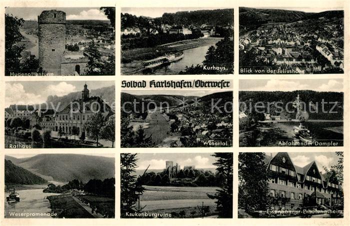 Karlshafen Bad Hugenottenturm Kurhaus Juliushoehe Rathaus Wesertal Dampfer Weser
