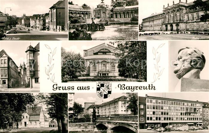 BAYREUTH Bayern Ortspartie Brautgasse Neues Schloss Festspielhaus Rollwenzelei B