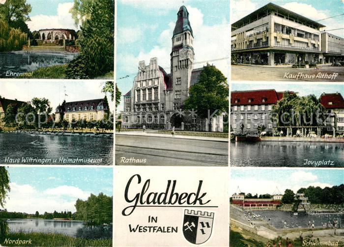 Gladbeck Ehrenmal Heimatmuseum Rathaus Kaufhaus Althoff Jovyplatz Nordpark Schwi