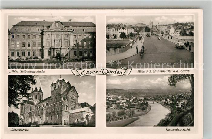 Werden Ruhr Abtei Folkwangschule Ruhrbrueckenblick Abteikirche Gesamtansicht