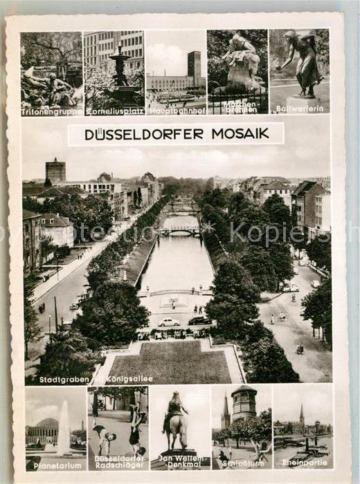 DuessELDORF  CITY Tritonengruppe Hauptbahnhof Ballwerferin Stadtgraben Koenigsal