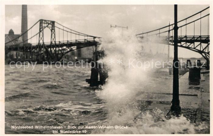 Wilhelmshaven  CITY Kaiser Wilhelm Bruecke bei Windstaerke 12