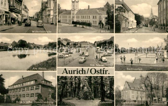 Aurich Ostfriesland Wilhelmstr Schloss Hafenstr Hafen Markt Badeanstalt Berufssc