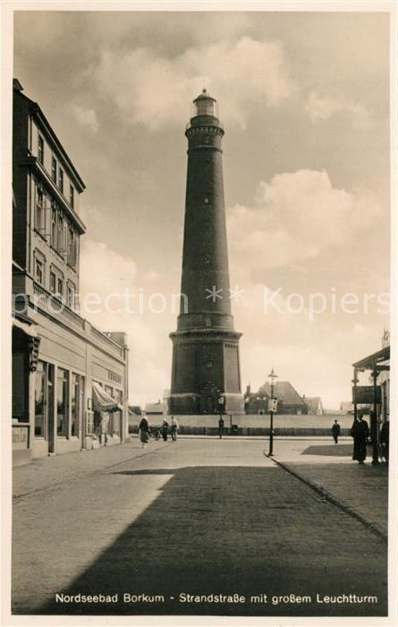 BORKUM Nordseebad Niedersachsen Strandstrasse mit gr Leuchtturm