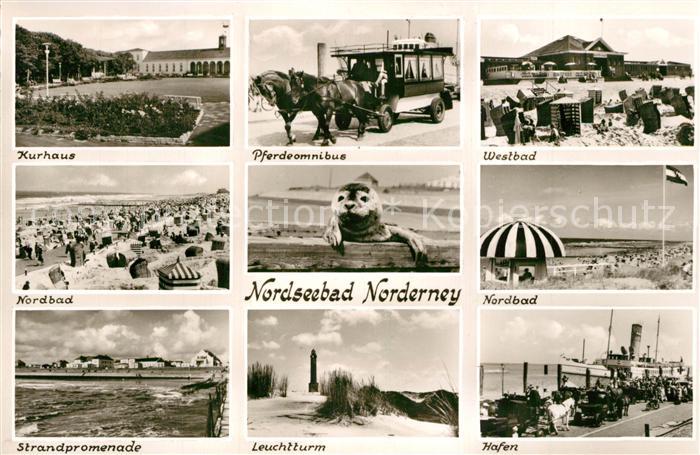 Norderney Nordseebad Kurhaus Pferdebus Westbad Nordbad Strandpromenade Leuchttur