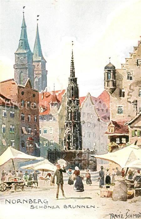 NueRNBERG CITY Schoener Brunnen Kuenstlerkarte